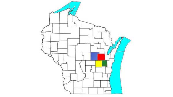 map of WI counties served by NAMI Fox Valley