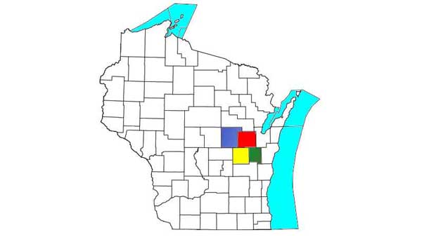 map of WI counties served by NAMI Fox Valley